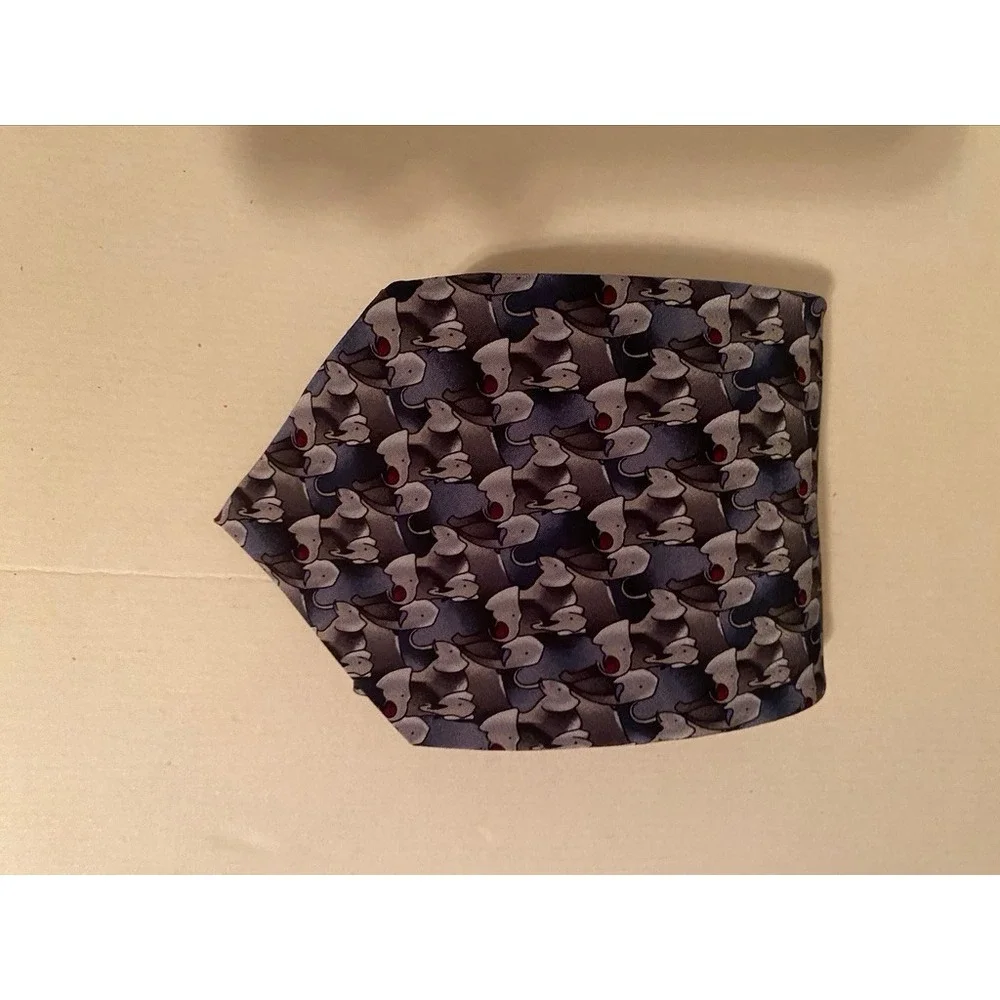 The Nature Conservancy Elephant Silk Tie Grey Blue Karen Bierce Preservation
